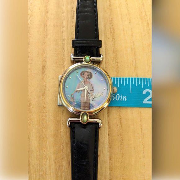 1996 Fossil Barbie Watch Limited Edition "Summer Sophisticate," Black Leather - Picture 3 of 10